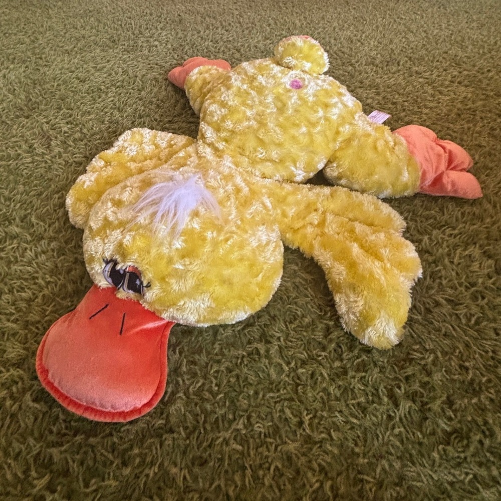 Dan Dee Collector's Choice Yellow Plush Duck Swirl Fur Orange Bill Toy‎